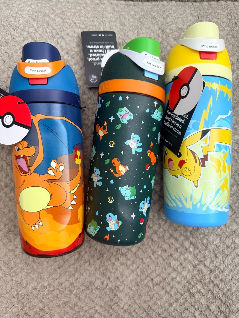 Owala x Pokemon FreeSip 16oz Set Charizard Pikachu Kanto Target Exclusive LOT